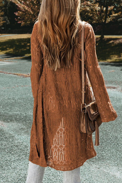 Open Front Pointelle Cardigan